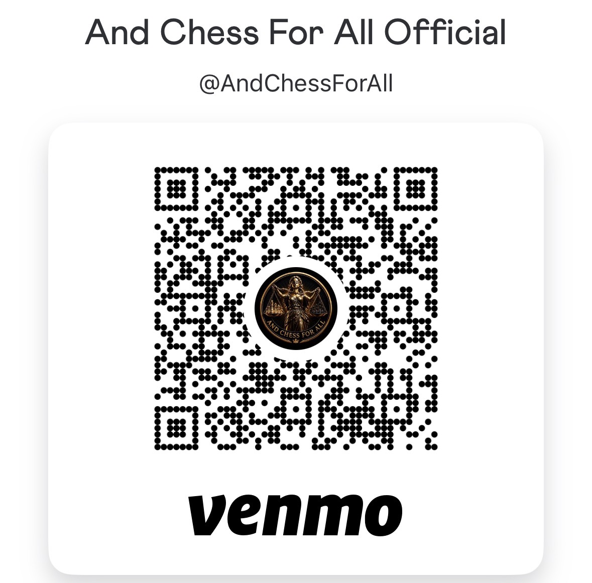 Venmo QR code for And Chess For All Official at AndChessForAll